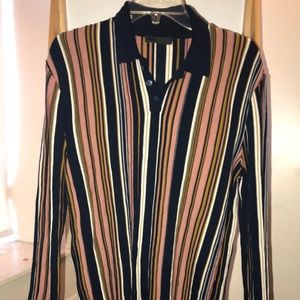 Navy blue Vertical Stripe Polo